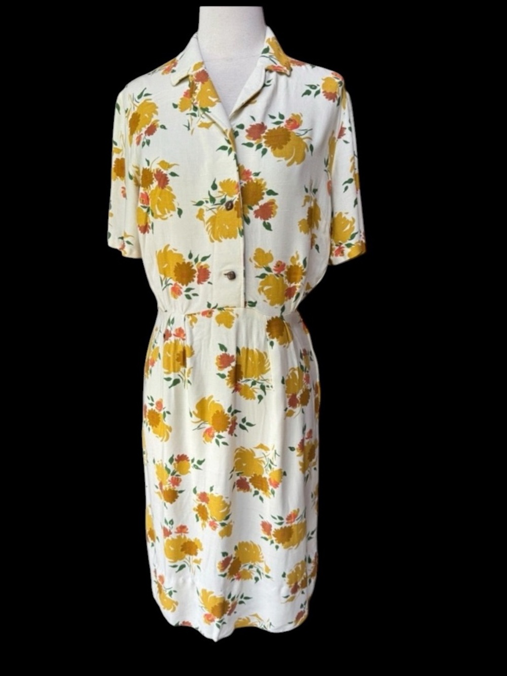 1940s/50s Floral, Cotton Lawn, Left Side Metal Zip Day Dress